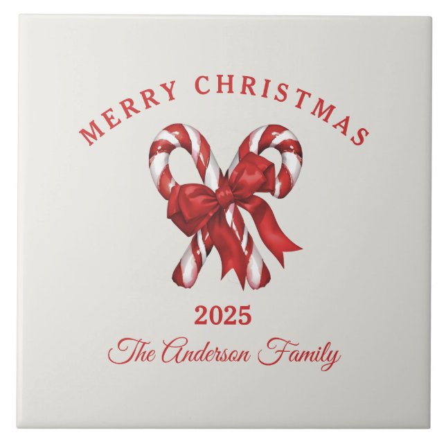 Maßgeschneiderter Weihnachtskerzenstock mit Bogen Fliese (Vorderseite)