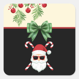 Maßgeschneiderter Weihnachtsmann mit Kreuzkanälen  Quadratischer Aufkleber