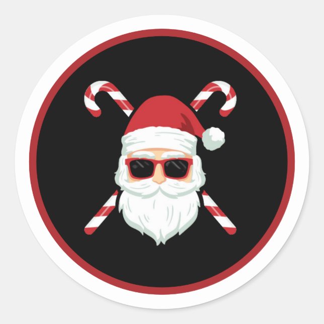 Maßgeschneiderter Weihnachtsmann mit Kreuzkanälen  Runder Aufkleber (Vorderseite)