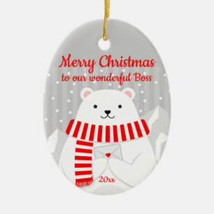 Maßgeschneiderter Weihnachtspolarbär Niedlich unse Keramik Ornament
