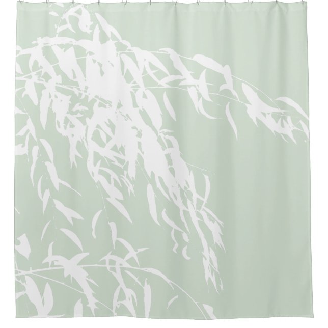 Maßgeschneiderter Willow Silhouette Sea Green Bath Duschvorhang (Vorderseite)