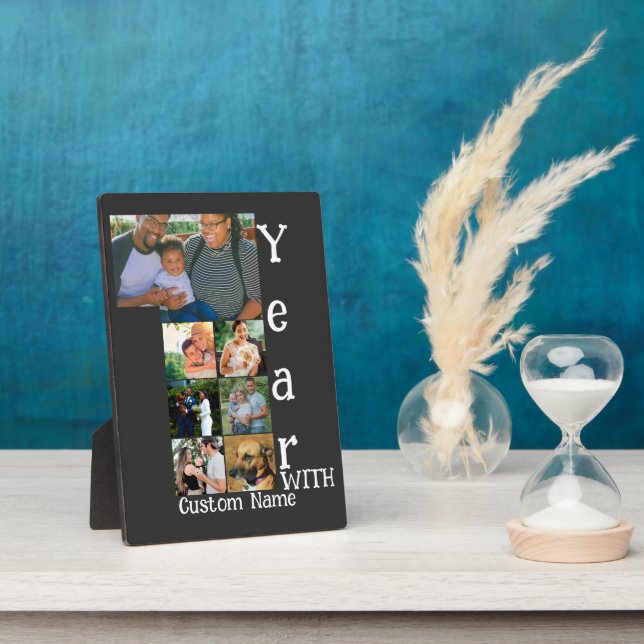 Maßgeschneidertes 1. Hochzeitstag 7 Foto Collage Fotoplatte (Seite)