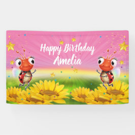 Maßgeschneidertes 5' x 3' Ladybug Birthday Vinyl B Banner