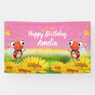 Maßgeschneidertes 5' x 3' Ladybug Birthday Vinyl B Banner