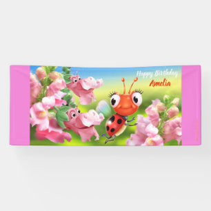 Maßgeschneidertes 6' x 2.5' Ladybug Birthday Viny Banner