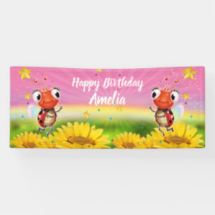 Maßgeschneidertes 6' x 2.5' Ladybug Birthday Viny Banner