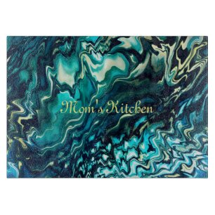 Maßgeschneidertes Abstraktes Aqua Turquoise Cuttin Schneidebrett