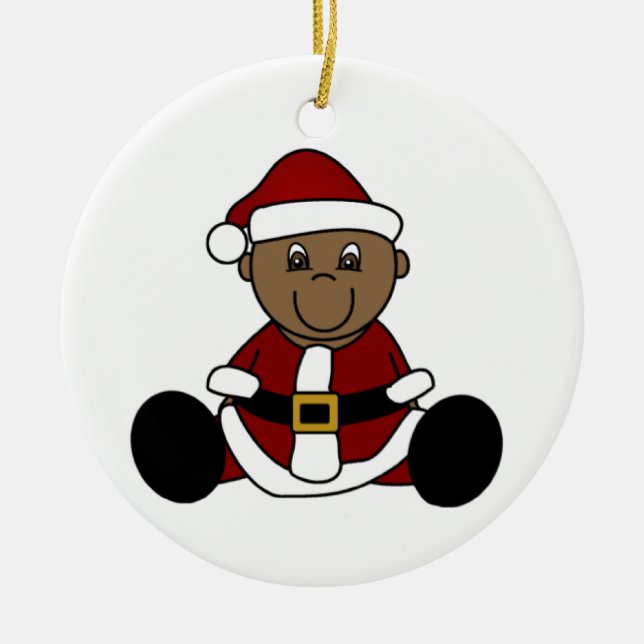 Maßgeschneidertes Afroamerikanisches Baby Santa Or Keramik Ornament (Vorne)