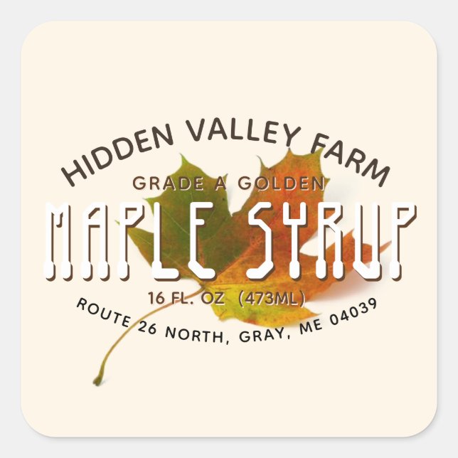 Maßgeschneidertes Ahornsirup-Tallleaf-Etikett (hel Quadratischer Aufkleber (Vorderseite)