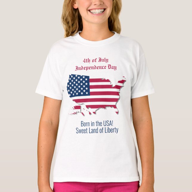 Maßgeschneidertes amerikanisches Kartenflagge Rote T-Shirt (Vorderseite)