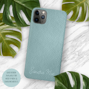 Maßgeschneidertes Aqua Seafoam Green Leather Muste Case-Mate iPhone Hülle