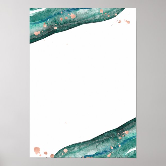Maßgeschneidertes Aquamarin Geode- und Rose-Gold-B Poster (Vorne)