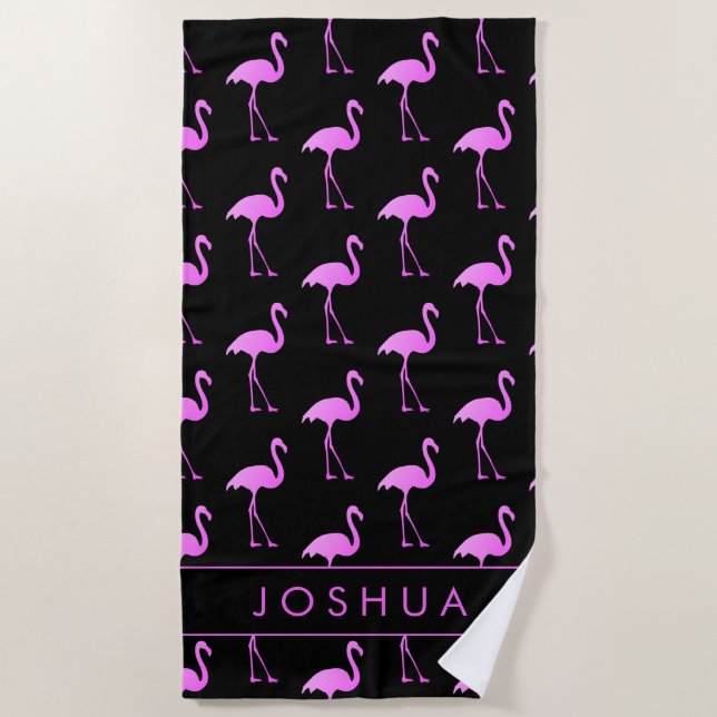 Maßgeschneidertes Badetuch mit Neonrosa Flamingo-D (Vorderseite)