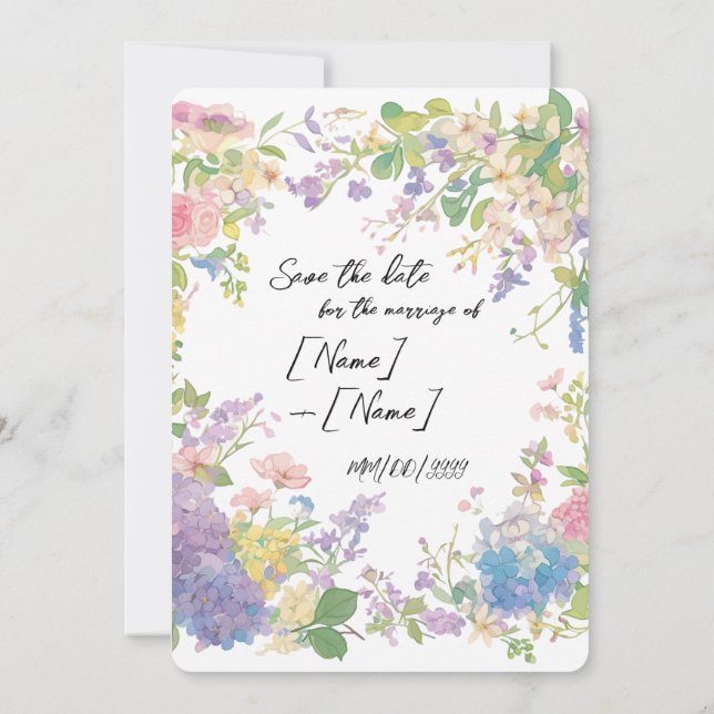 Maßgeschneidertes Bild für Blumenzehen Save The Date (Rückseite)