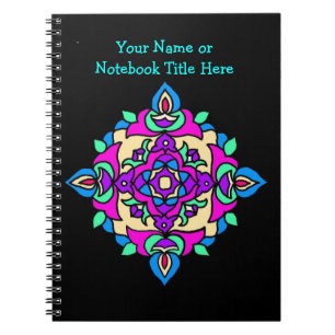Maßgeschneidertes Black Spiral Notebook Rangoli Mu Notizblock