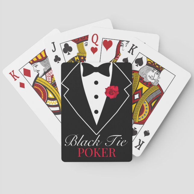 Maßgeschneidertes Black Tuxedo mit Rote Rose Poker Spielkarten (Rückseite)