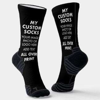 Maßgeschneidertes BLACK über Print Herren Sportsoc Socken