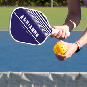 Maßgeschneidertes Blau mit weißen Linien Pickleball Schläger