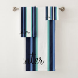 Maßgeschneidertes Blau und Aquamarine moderne, kur Badhandtuch Set