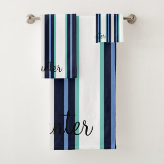 Maßgeschneidertes Blau und Aquamarine moderne, kur Badhandtuch Set