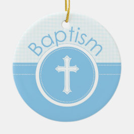 Maßgeschneidertes, blaues Kind Gottes Taufe Keramik Ornament