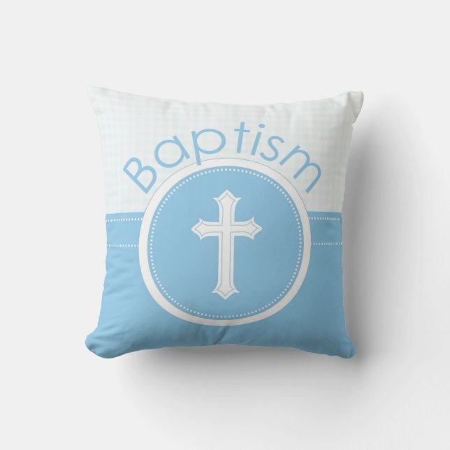 Maßgeschneidertes, blaues Kind Gottes Taufe Kissen (Vorderseite)