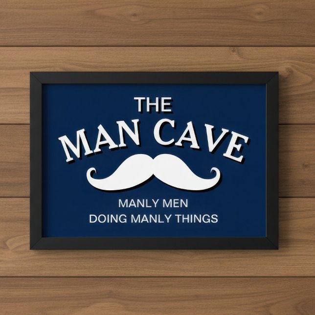 Maßgeschneidertes Blue Funny Man Höhle Zeichen Poster (Von Creator hochgeladen)