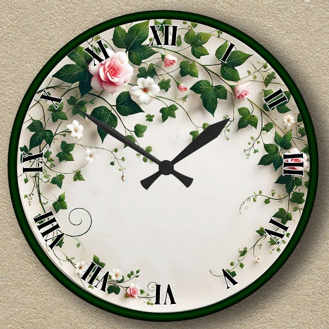 Maßgeschneidertes Blumendesign Runde Wanduhr (Von Creator hochgeladen)