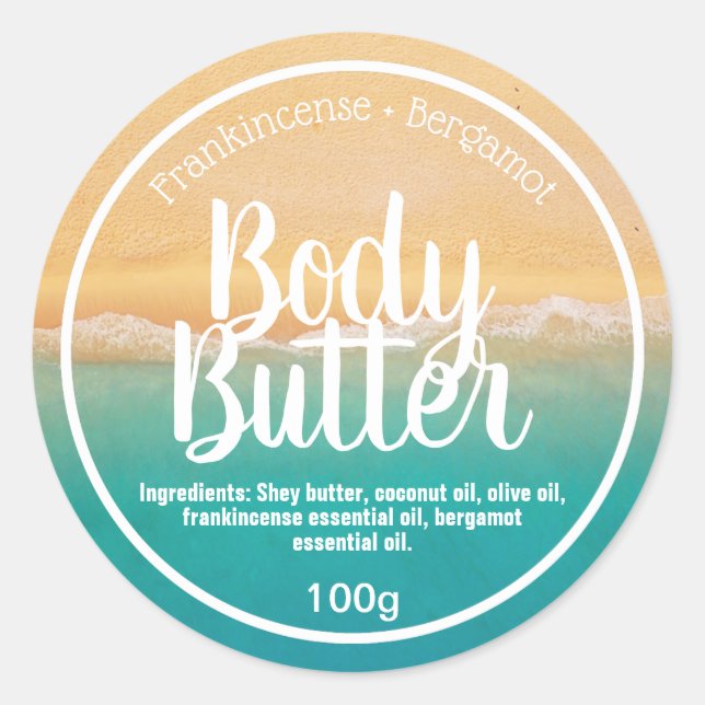 Maßgeschneidertes Body Butter Etikett Runder Aufkleber (Vorderseite)