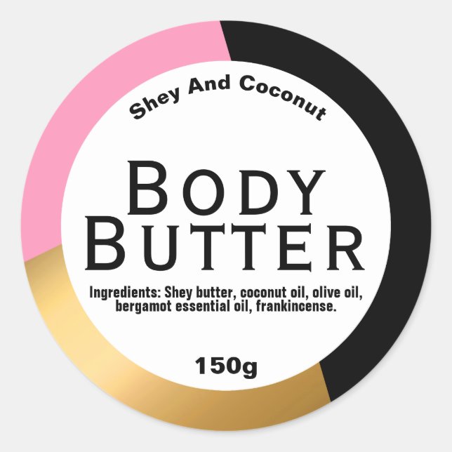Maßgeschneidertes Body Butter Etikett Runder Aufkleber (Vorderseite)