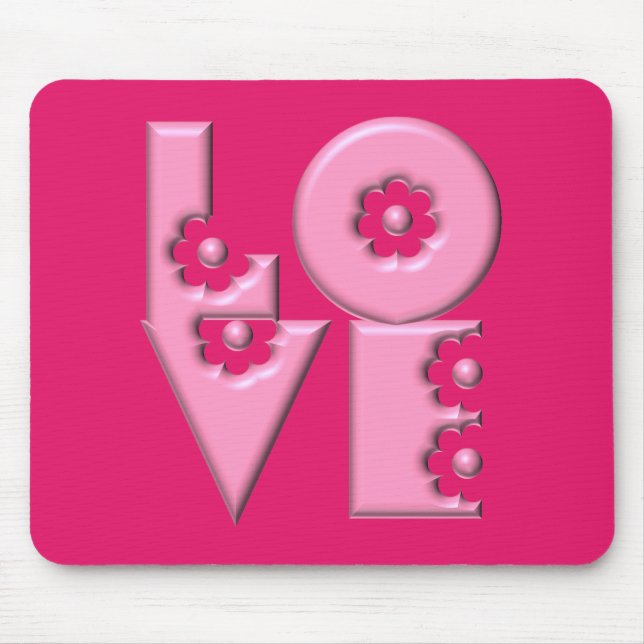 Maßgeschneidertes Bubblegum Pink 3D LIEBE Square Mousepad (Vorne)