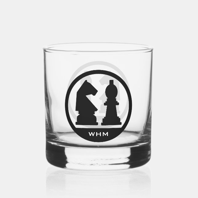 Maßgeschneidertes CHESS-Monogramm Whiskyglas (Vorderseite)