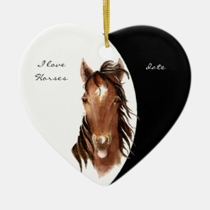 Maßgeschneidertes Datum in der Liebe Pferde Wasser Keramik Ornament