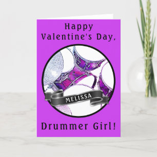 Maßgeschneidertes Drummer Girl Valentine Card Snar Feiertagskarte