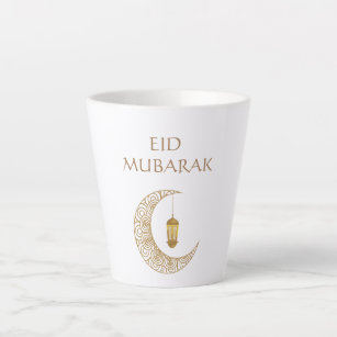 Maßgeschneidertes Eid Mubarak mit dekoriertem Halb Milchtasse