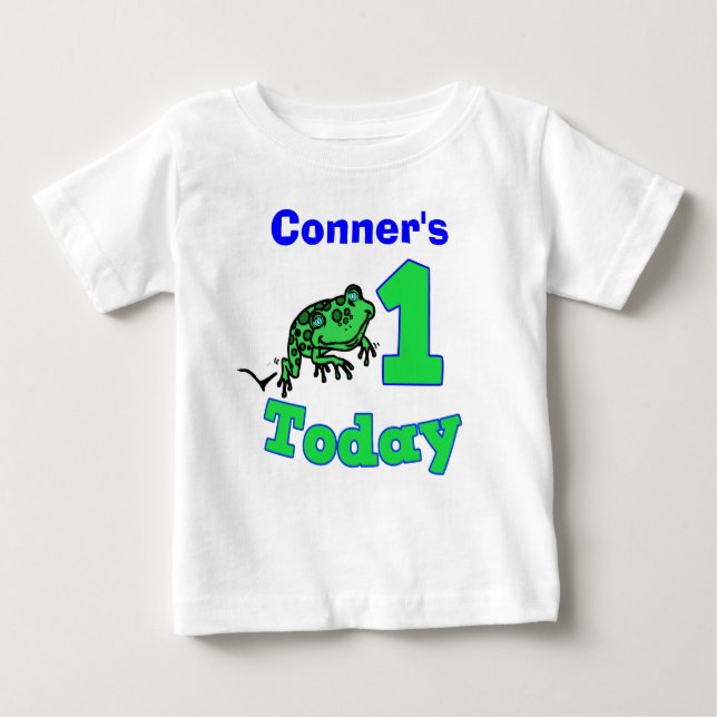 Maßgeschneidertes First Birthday Boy Froggy Shirt (Vorderseite)