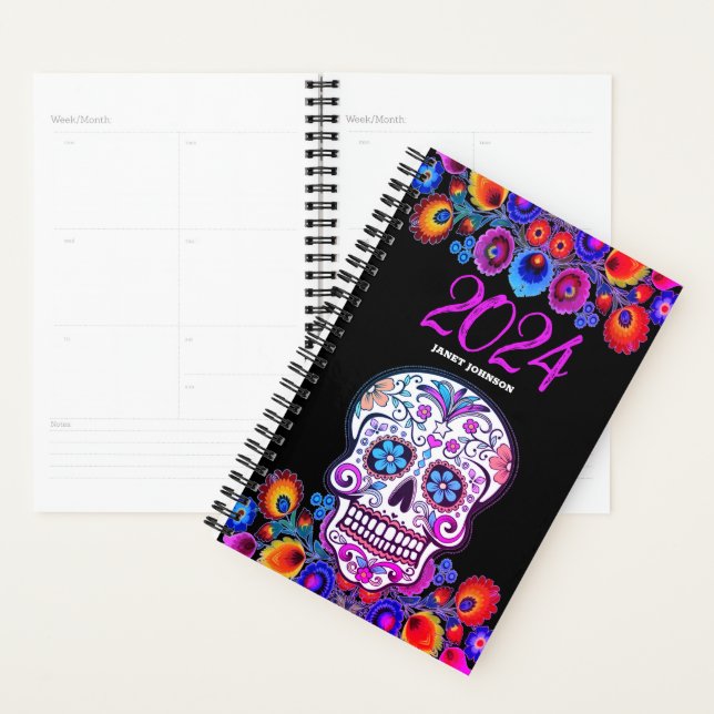 Maßgeschneidertes Floral-ZUCKER SKULL Tägliche wöc Planer (Anzeige)