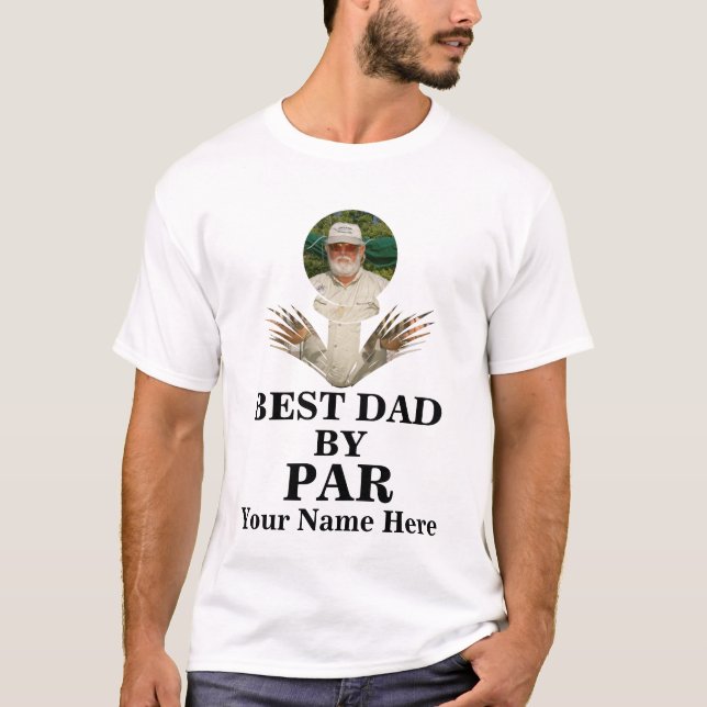 Maßgeschneidertes Foto Golfball Bester Papa par T-Shirt (Vorderseite)