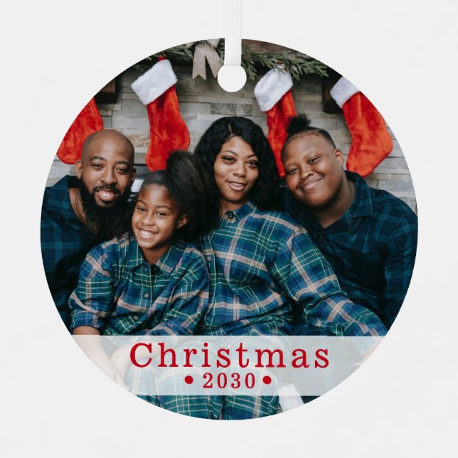 Maßgeschneidertes Foto Holiday Metal Ornament (Vorderseite)