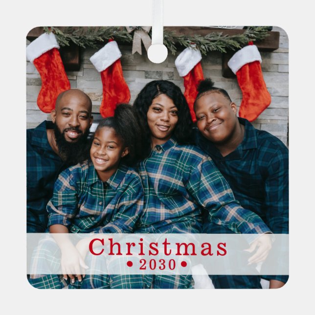 Maßgeschneidertes Foto Holiday Metal Ornament Aus Metall (Vorderseite)