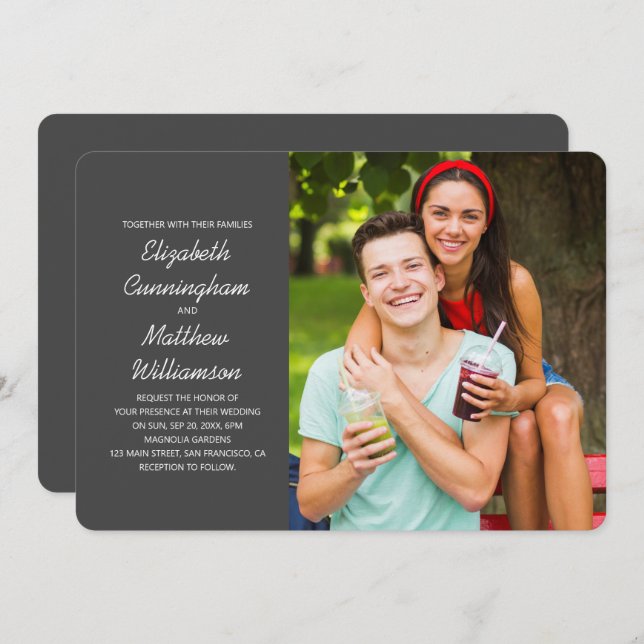 Maßgeschneidertes Foto + Moderne Hochzeit Einladung (Vorne/Hinten)