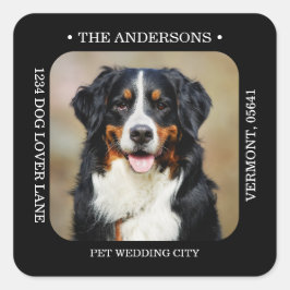 Maßgeschneidertes Foto Moderne Hochzeitsszene Rück Quadratischer Aufkleber