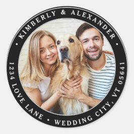 Maßgeschneidertes Foto Moderne Hochzeitsszene Rück Runder Aufkleber