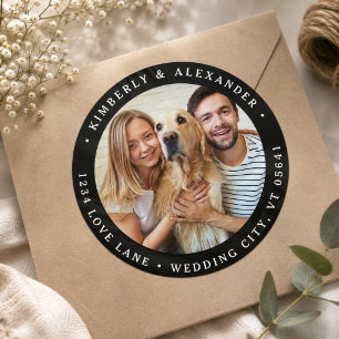 Maßgeschneidertes Foto Moderne Hochzeitsszene Rück Runder Aufkleber