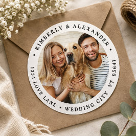 Maßgeschneidertes Foto Moderne Hochzeitsszene Rück Runder Aufkleber