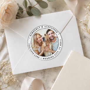Maßgeschneidertes Foto Moderne Hochzeitsszene Rück Runder Aufkleber