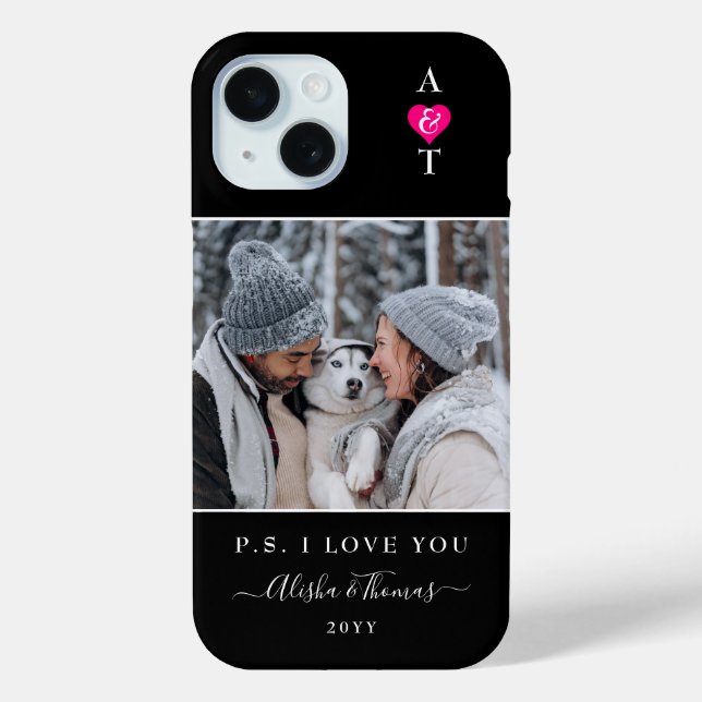 Maßgeschneidertes Foto und Monogramm Hochzeit/Verl Case-Mate iPhone Hülle (Rückseite)