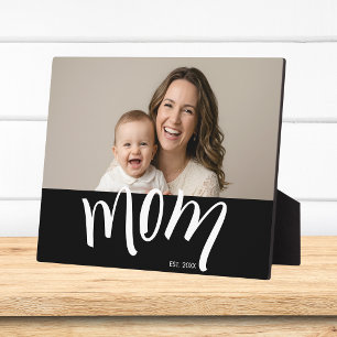 Maßgeschneidertes Foto von Mutter und Baby mit Grü Fotoplatte