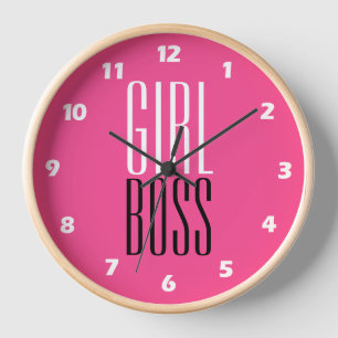Maßgeschneidertes Girl Boss White Black Hot Pink 1 Uhr