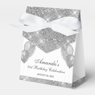 Maßgeschneidertes Glam Silber und Weiß Geschenkschachtel